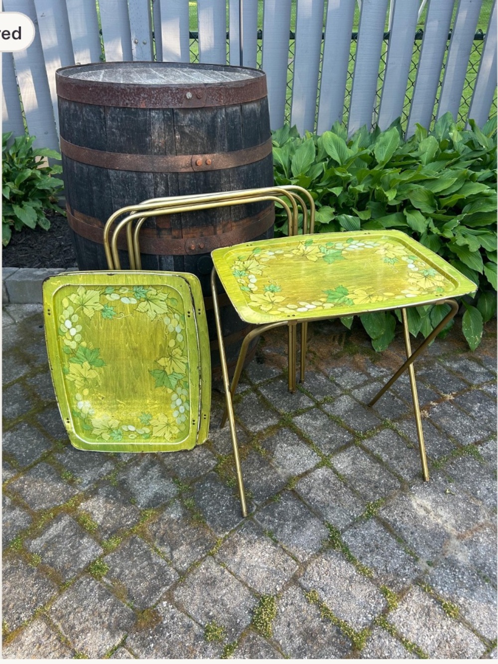 Set of 3 vintage LaVada metal folding TV tray tables
